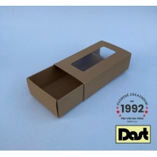 Krabička s okienkom 160x90x45mm - hnedá, MAKRONKY