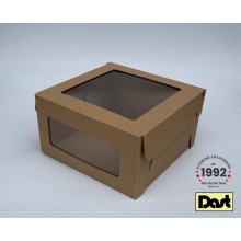 Krabička s okienkom 18x18x10cm - hnedá, microvlna
