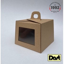 Krabička s okienkom 13x13x10cm s uškom - hnedá