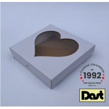 Krabička s okienkom 20x20x5cm - biela, SRDCE