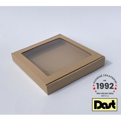 Krabička s okienkom 24x24x3,5cm - hnedá