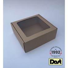 Krabička s okienkom 20x20x8cm - hnedá jednodielna