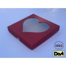 Krabička s okienkom 20x20x3,5cm farebná srdce
