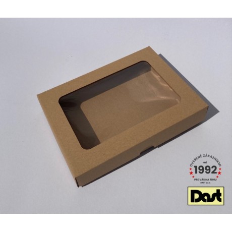 Krabička s okienkom 20x15x3,5cm - hneda, dvojdielna