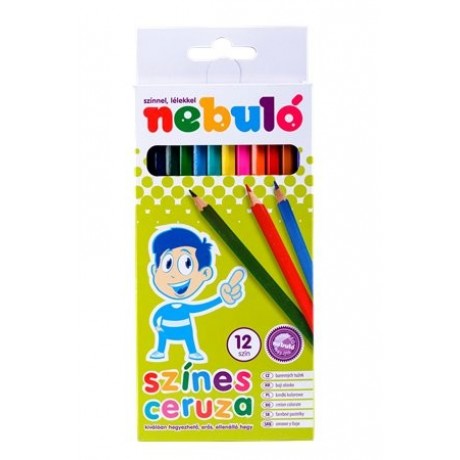 Farebné ceruzky NEBULÓ, 12 farieb/6 hranné