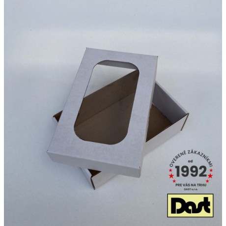 Krabička s okienkom 15x10x3,5cm - biela, dvojdielna