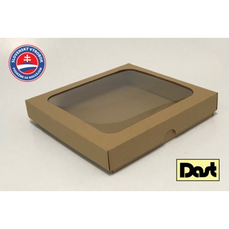 Krabička s okienkom 20x20x3,5cm - hnedá, dvojdielna