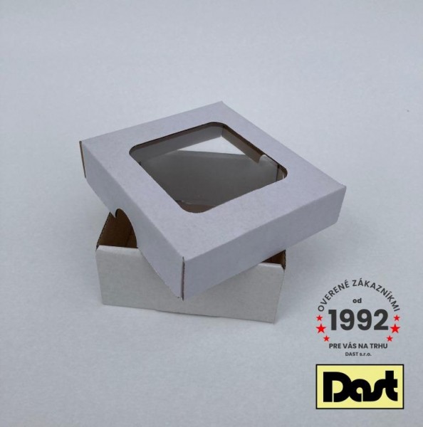 Krabička s okienkom 9x9x4cm - biela, dvojdielna