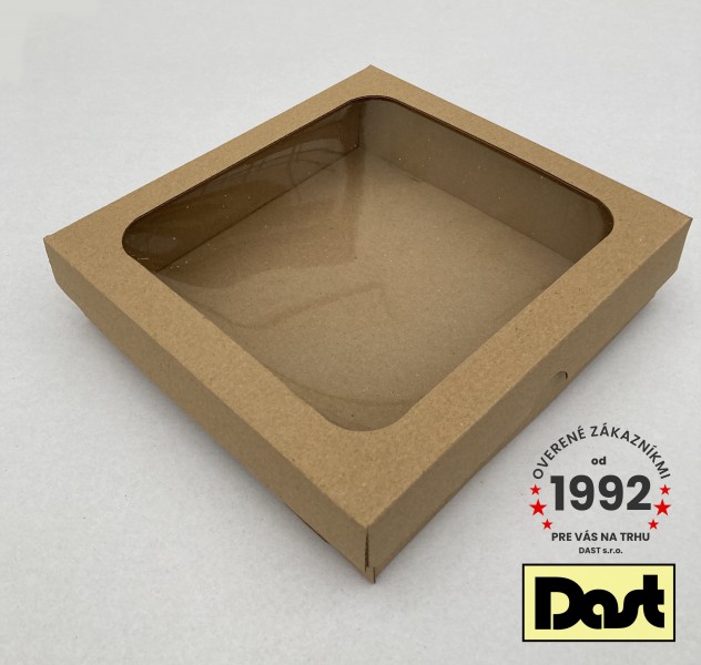 Krabička s okienkom 20x20x5cm - hnedá, dvojdielna