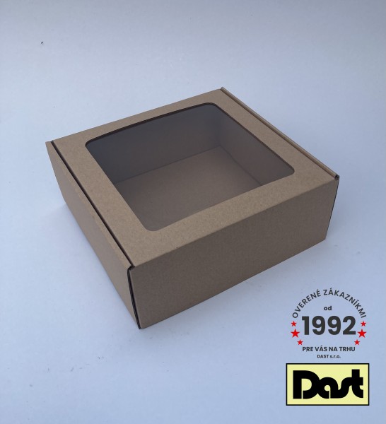 Krabička s okienkom 20x20x8cm - hnedá jednodielna