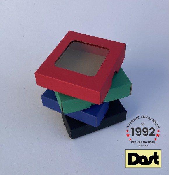 Krabička s okienkom 9x9x2,5cm - farebná