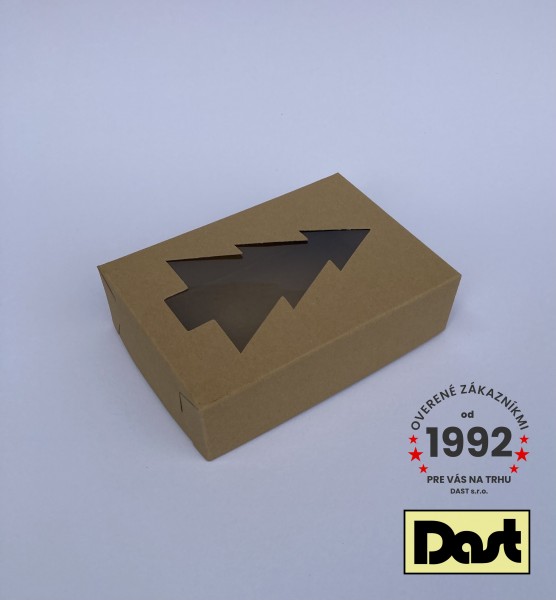 Krabička s okienom 20x14x5,5cm - hnedá, STROMČEK