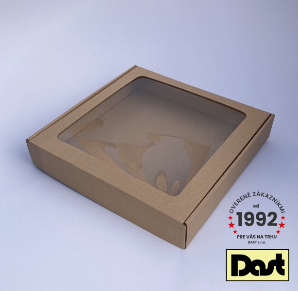 Krabička s okienkom 28x28-05 HNEDÁ jednodielna