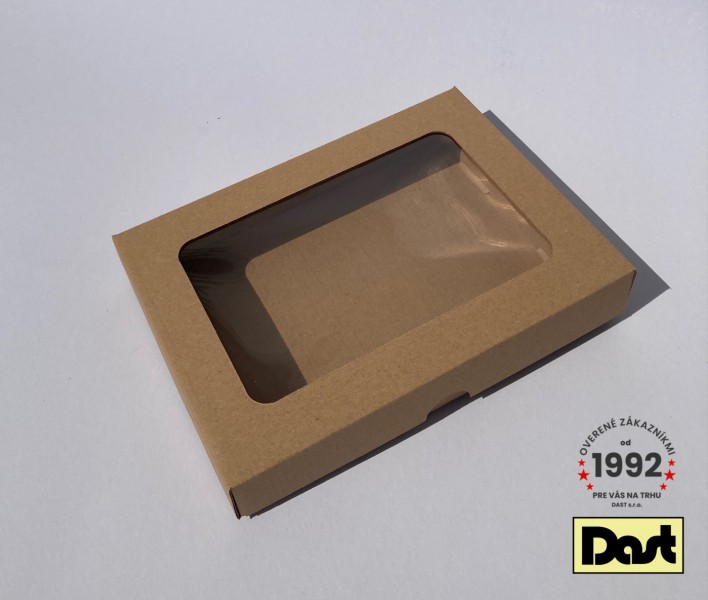Krabička s okienkom 20x15x3,5cm - hneda, dvojdielna