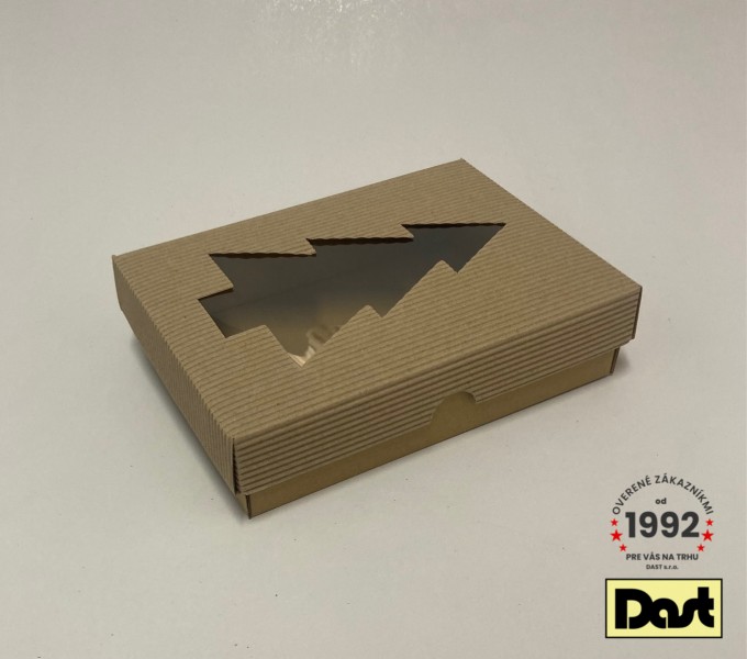 Krabička s okienkom VLNKA 20x15x5cm STROMČEK, hnedá