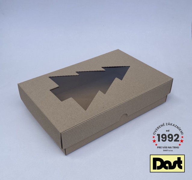Krabička s okienkom VLNKA 30x20x7cm, HNEDÁ STROMČEK