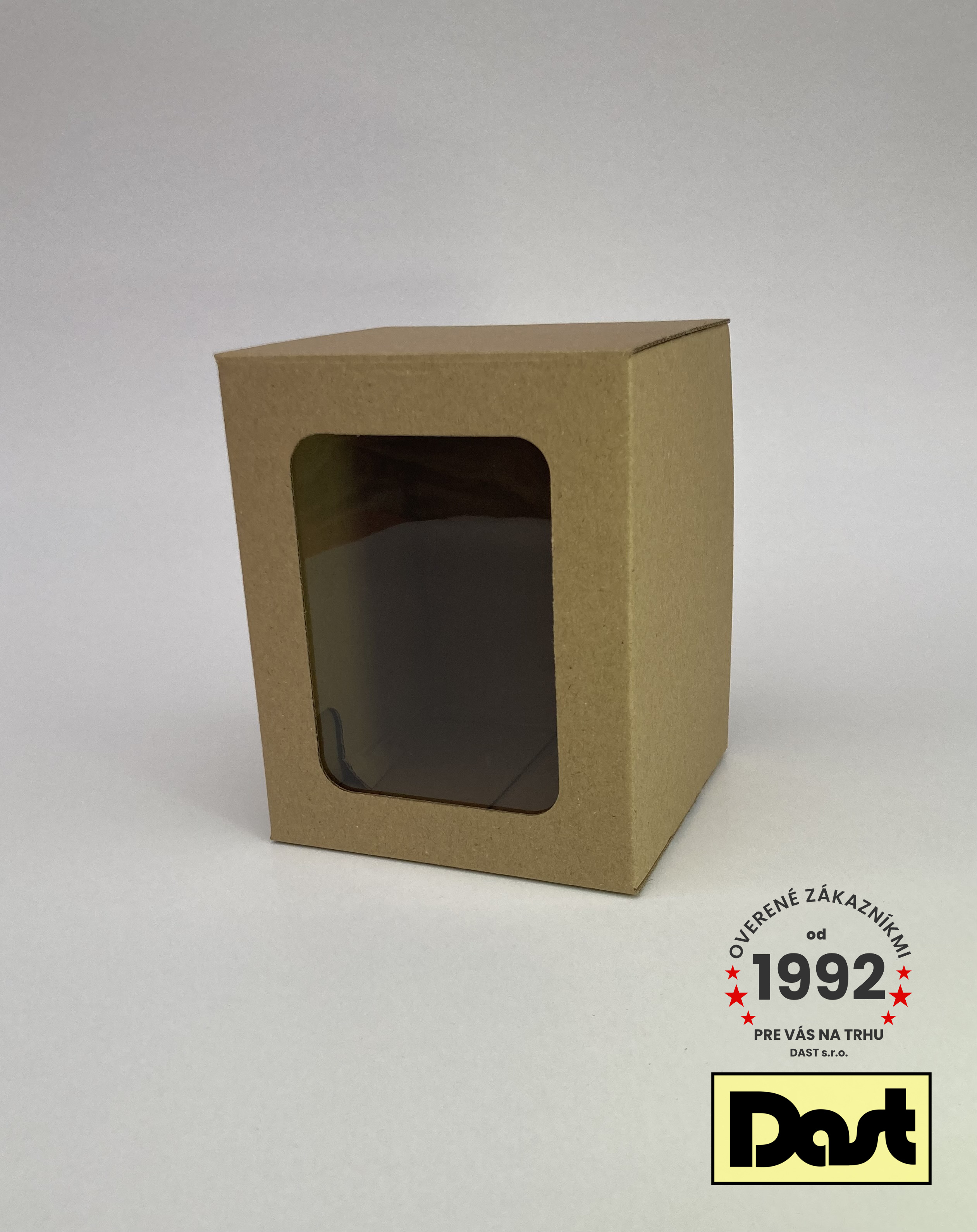 Krabička s okienkom 10,5x10,5x14cm HNEDÁ
