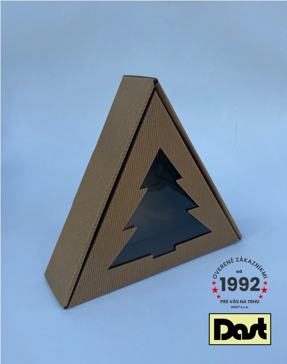 Krabička s okienkom trojuholník 27x27x27x8cm VLNKA