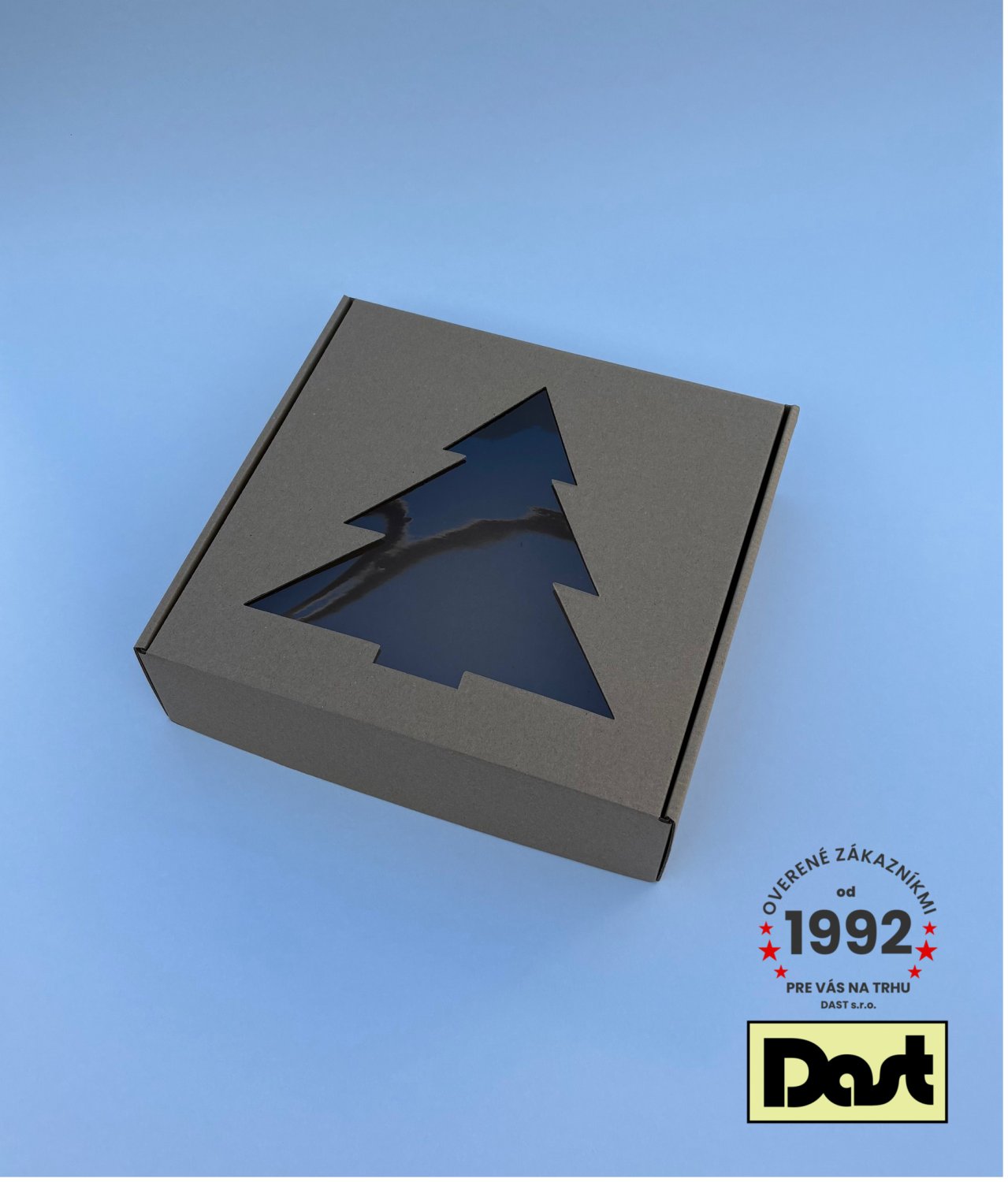 Krabička s okienkom 25x25x7cm STROMĆEK hnedá Krabička s okienkom 25x25x7cm STROMĆEK hnedá