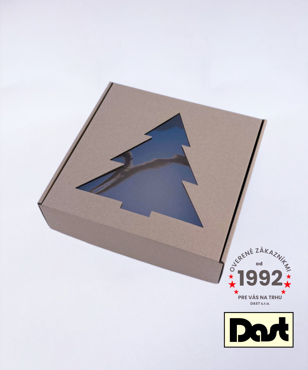 Krabička s okienkom 25x25x7cm STROMĆEK hnedá