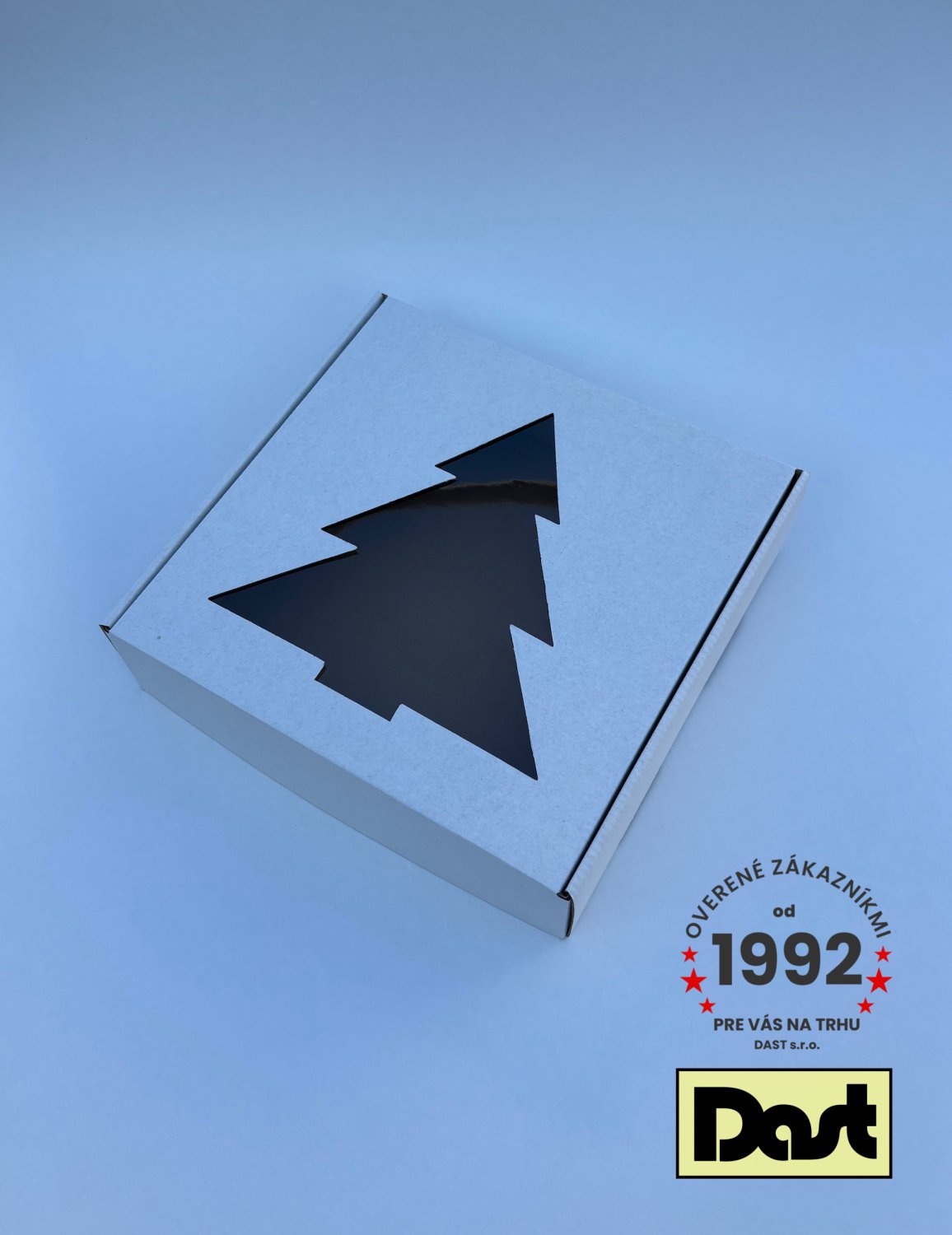 Krabička s okienkom 25x25x7cm STROMĆEK biela Krabička s okienkom 25x25x7cm STROMĆEK biela