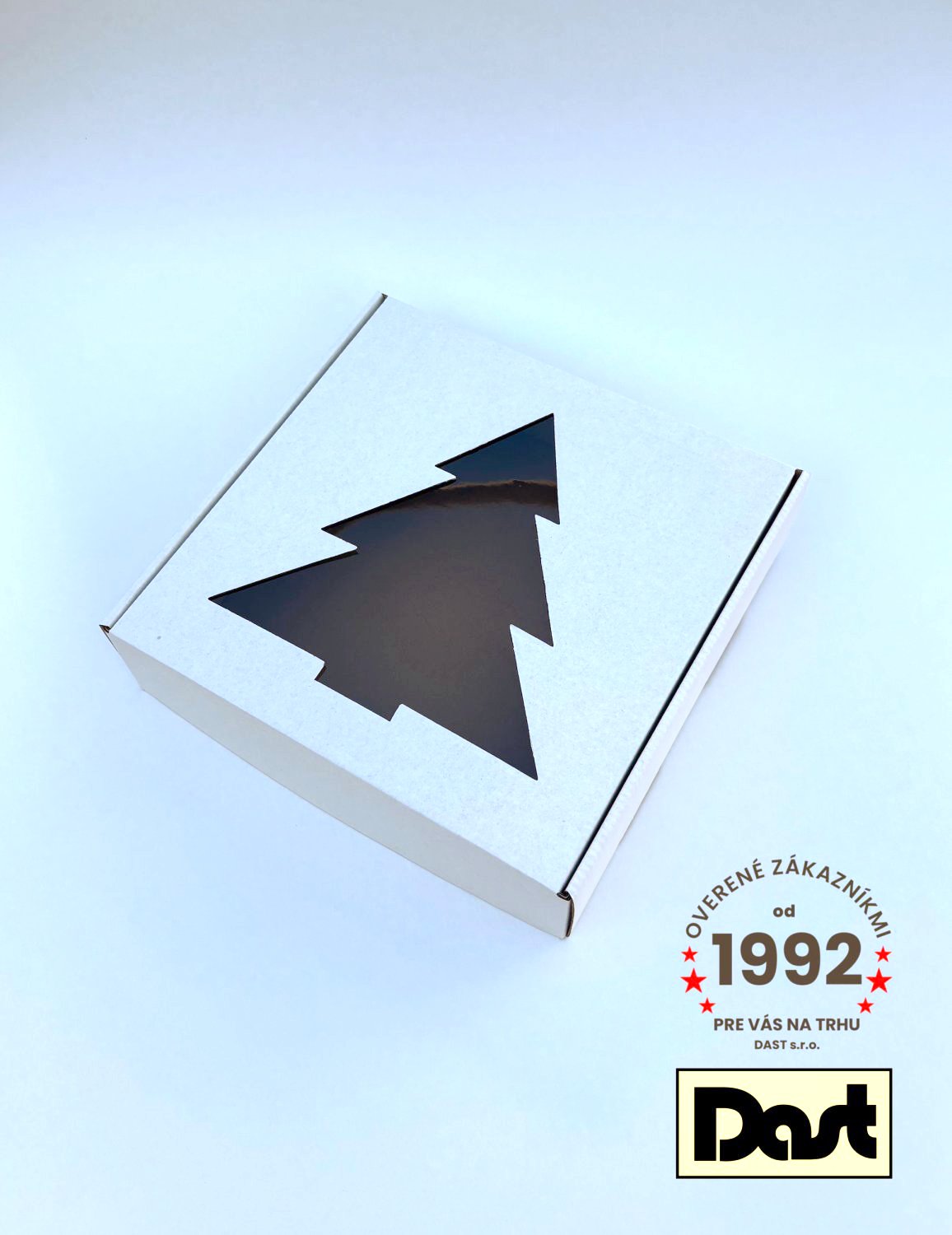 Krabička s okienkom 25x25x7cm STROMČEK biela