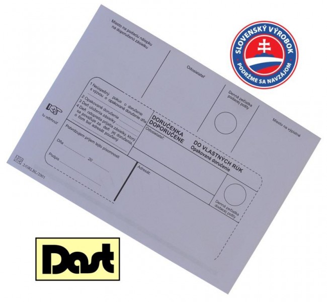 Doručenka B6 DVR - opak. doručenie, 100ks/bal