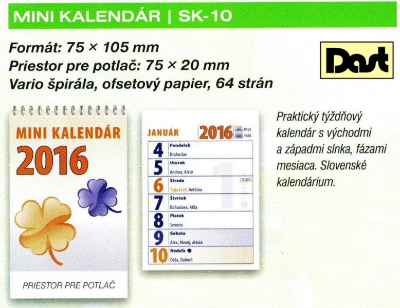 Mini kalendár 75x105 mm