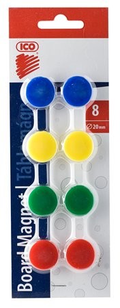 Magnetky ICO, 20mm, 8ks, 4 farby na magnetické tabule