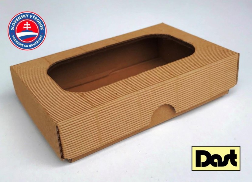 Krabička s okienkom VLNKA 15x10x3,5cm - hnedá, dvojdielna