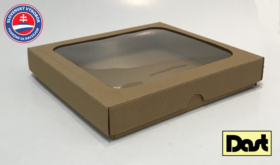Krabička s okienkom VLNKA 20x20x3,5cm - hnedá, dvojdielna
