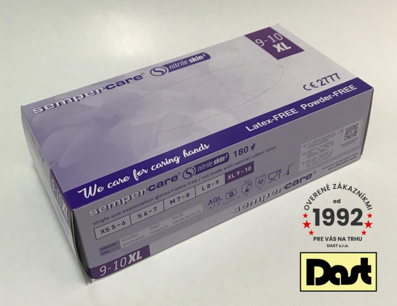 SEMPERCARE rukavice NITRILOVÉ-XL/180 ks bez púdru